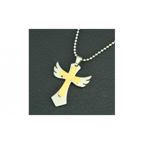 Collier Croix couleur or et argent