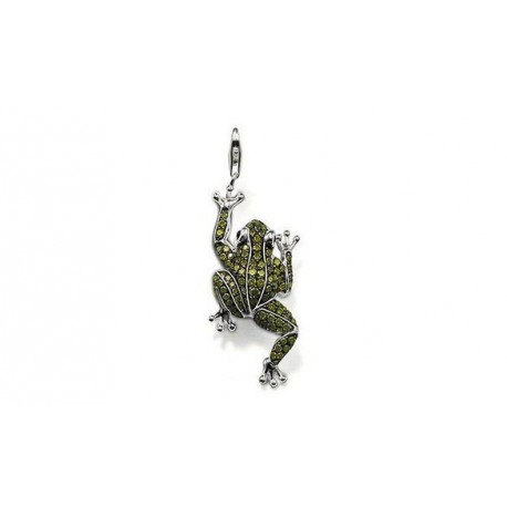 Pendentif charm plaq. argent grenouille verte