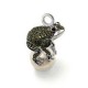 Pendentif plaqué argent grenouille verte CZ perle