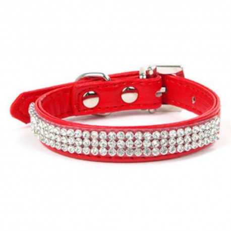 LOT COLLIER ROUGE A STRASS POUR CHIEN ET  MAITRESSE