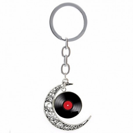 Porte-Clés Disque Vinyle Et Lune