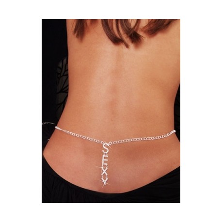Chaine De Taille En Strass Avec Inscription SEXY En Bas Du Dos