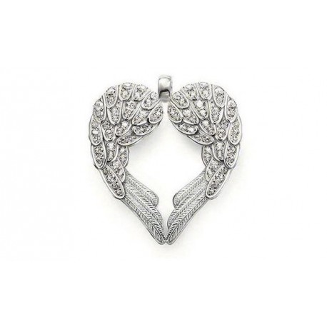 Pendentif Plaqué Argent Coeur Ailes Ange