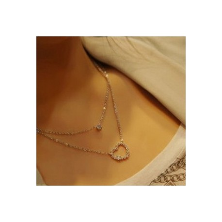 COLLIER COEUR DOUBLE CHAINE
