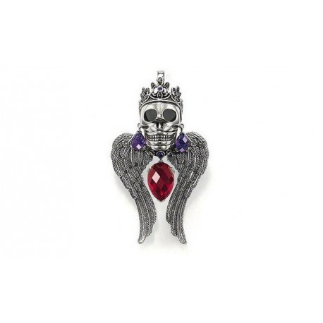 Pendentif argent tête de mort ailes