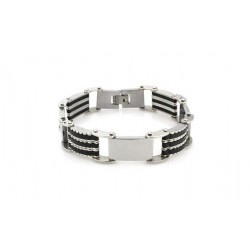 Gourmette acier noir et blanc tressé