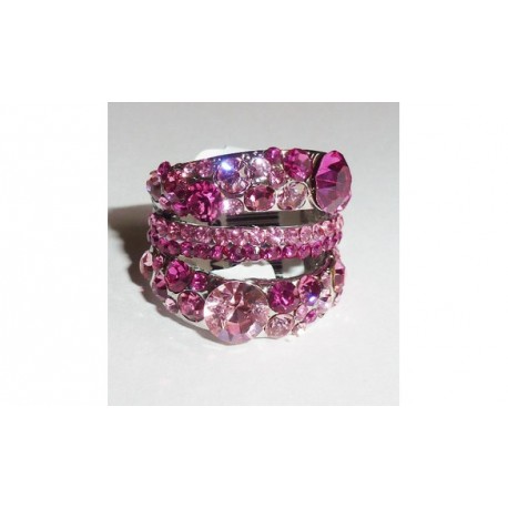 Bague anneau plaqué or blanc CZ rose T51