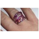 Bague anneau plaqué or blanc CZ rose T51