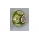 Perle verre Murano vert fleur blanche