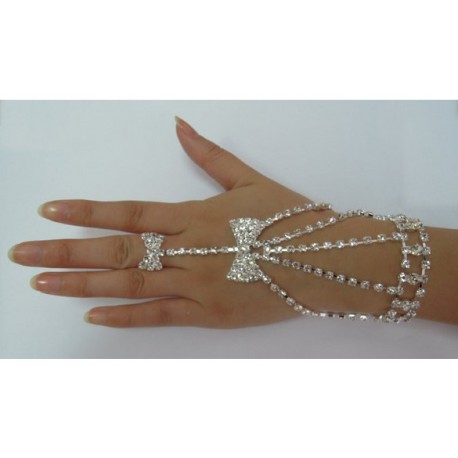 Parure de main argentée noeud CZ