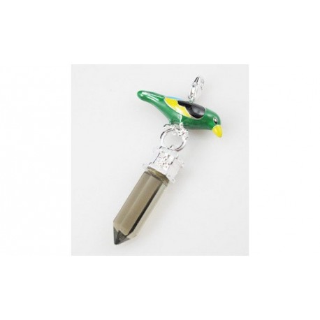 Pendentif charm plaqué argent oiseau cristal
