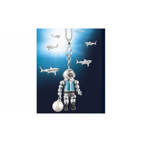 Pendentif plaqué argent plongeur hameçon