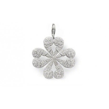 Pendentif charm plaqué argent trèfle