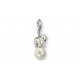 Pendentif charm plaqué argent ours perle