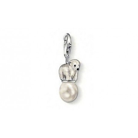 Pendentif charm plaqué argent ours perle