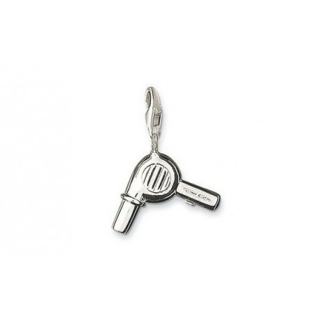 Pendentif charm plaqué argent sèche-cheveux