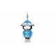 Pendentif charm plaqué argent chinoise bleu
