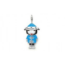 Pendentif charm plaqué argent chinoise bleu