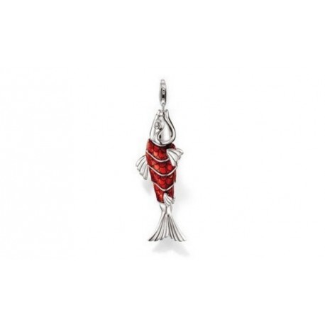 Pendentif charm pl. argent poisson rouge