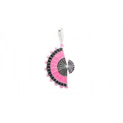 Pendentif charm pl. argent éventail rose