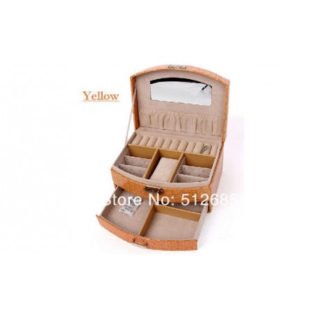 Boite à bijoux jaune cuir crocodile