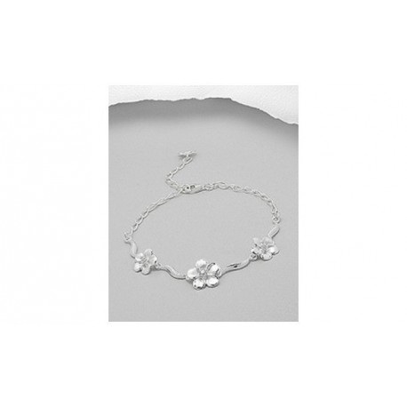 Bracelet argent trio de fleurs CZ
