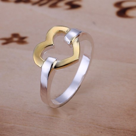 Bague argent coeur plaqué or