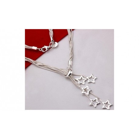 Collier multi-rangs plaq. argent étoiles