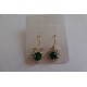 BOUCLES D OREILLES  EN STRASS TRANSPARENT ET PERLE VERTE PLAQUE OR