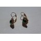 BOUCLES D OREILLES  EN STRASS TRANSPARENT ET PERLE VERTE PLAQUE OR