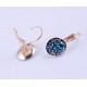 BOUCLES D OREILLES CRISTAUX BLEUS PLAQUE OR ROSE