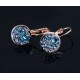 BOUCLES D OREILLES CRISTAUX BLEUS PLAQUE OR ROSE