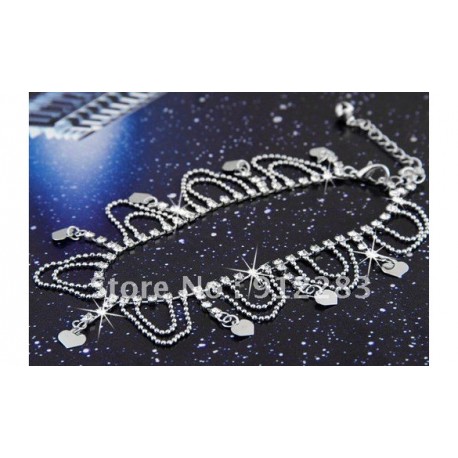Chaine de cheville strass coeur