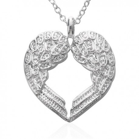 Pendentif Coeur Aile D'ange Avec Chaine