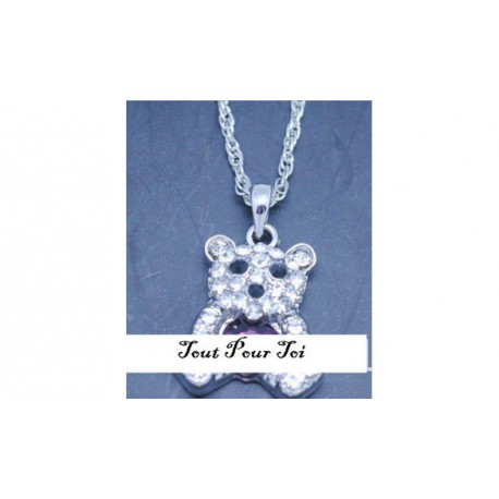Collier Nounours Violet Strass