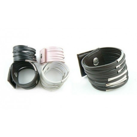 Bracelet Cuir Tressé, Rose