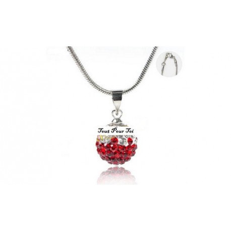 Collier Bille De Strass Rouge Shamballa