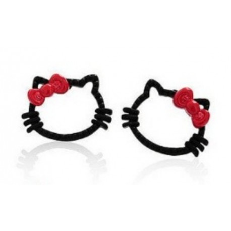 Boucles d'oreilles chat noir rouge